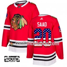 Adidas Maillot de Hockey Chicago Blackhawks Brandon Saad 20 2017-2018 Rouge USA Flag Fashion Authentic - Enfant